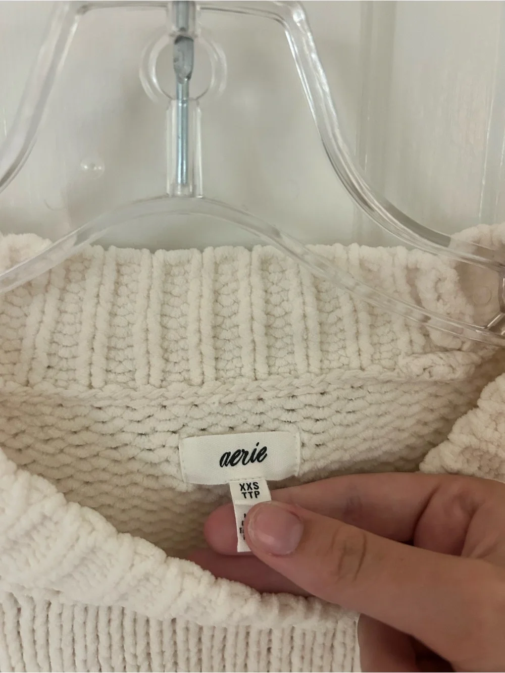 Aerie Women's Chunky Knit Oversized Cream Sweater - Picture 3 of 3